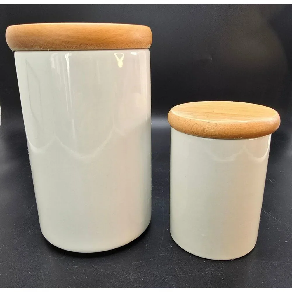 Portmeirion Botanic Garden Ceramic Storage Jars With Wooden Lids DH1397